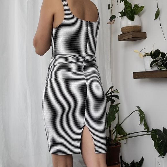 Zara bodycon fitted striped blue and white dress - Picture 2 of 2